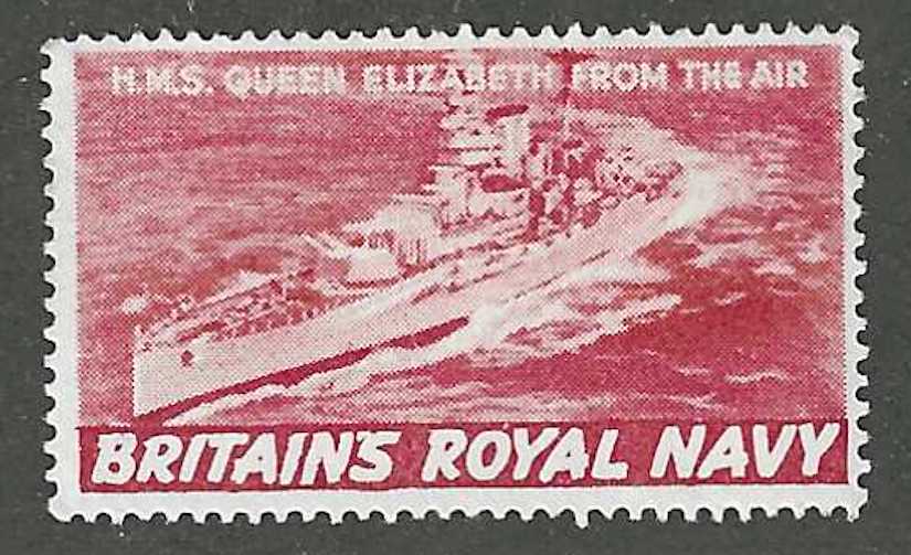 Britain's Royal Navy, H.M.S. Queen Elizabeth from the Air, Great Britain Poster Stamp / Cinderella Label