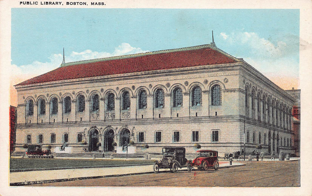 Public Library, Boston, Massachusetts, early postcard, unused