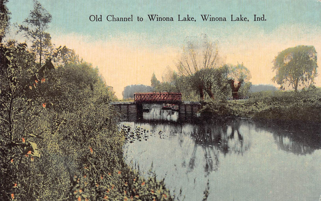 Old Channel to Winona Lake, Winona Lake, Indiana, early postcard, unused