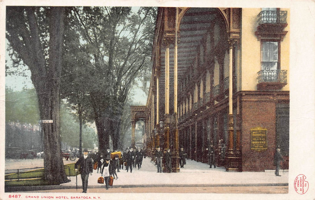 Grand Union Hotel, Saratoga, New York, 1904 postcard, used in 1907, R.P.O. cancel