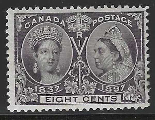 Canada, Jubilee Issue, 1897 Scott #56, 8c dark violet, Mint, Hinged, Very Fine