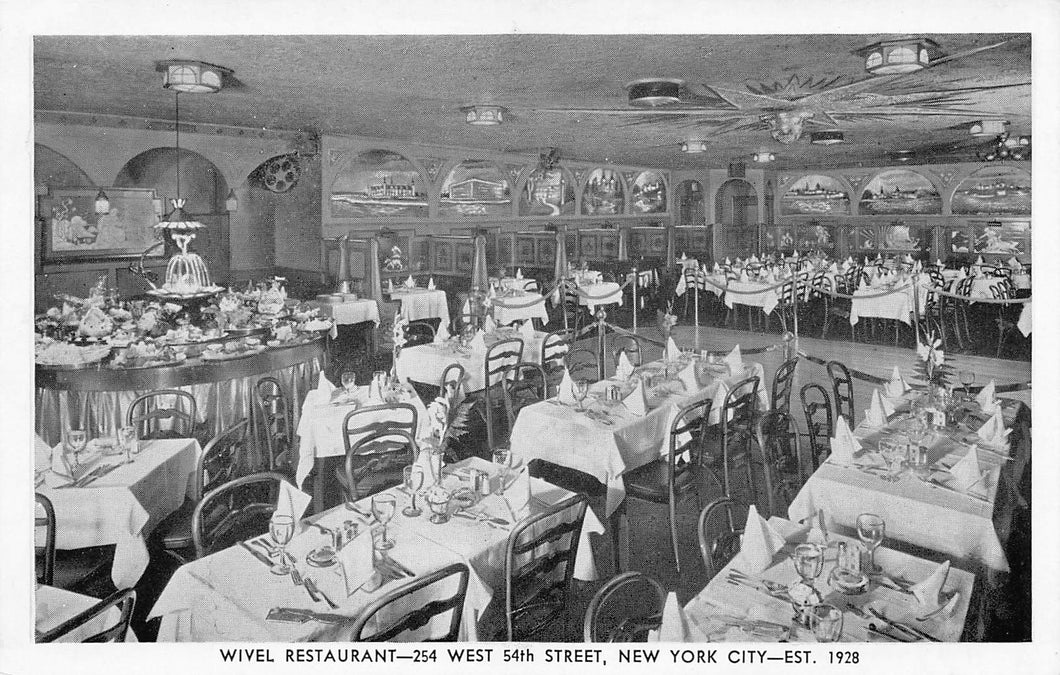 Wivel Restaurant, 254 W. 54th Street, Manhattan, N.Y.C., early postcard, unused