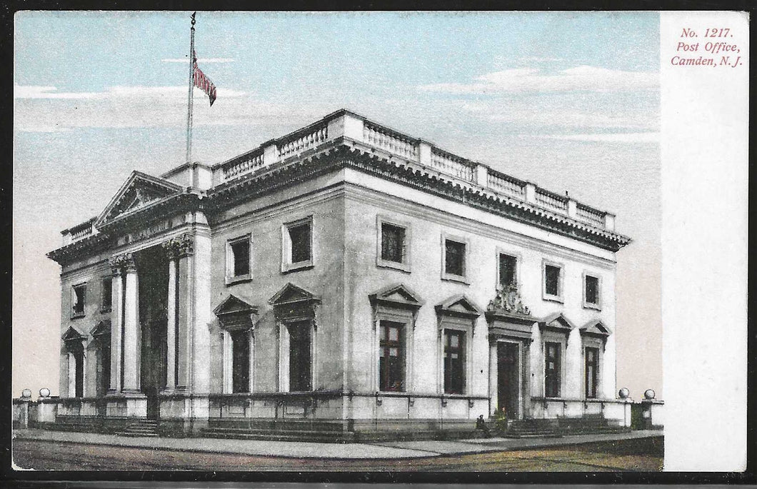 U.S. Post Office, Camden, New Jersey, Early Postcard, Unused
