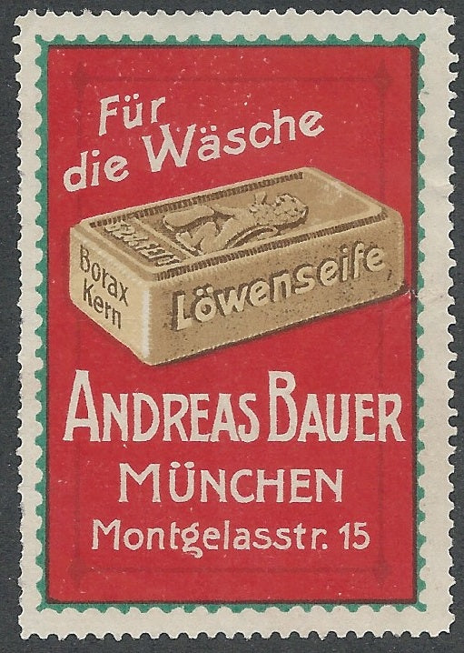 Lowenseife, Soap for the Laundry, Early Germany Poster Stamp