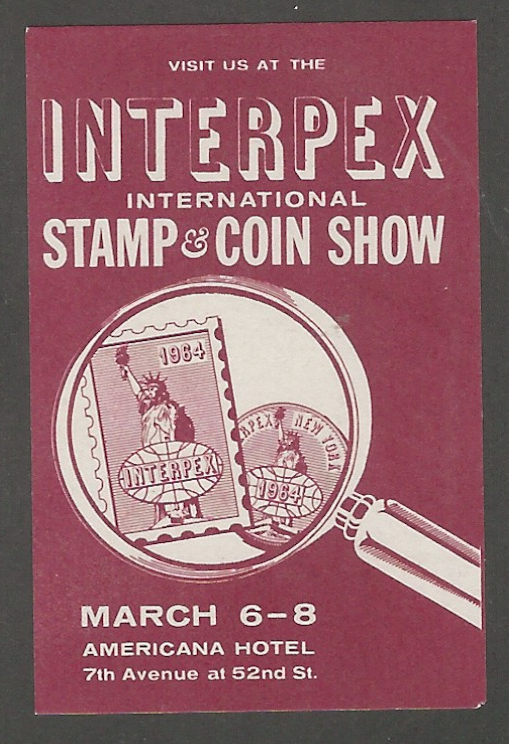 INTERPEX, 1964 International Stamp and Coin Show, Manhattan, New York City, Poster Stamp